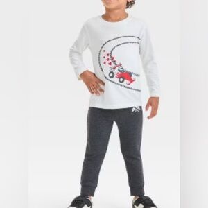 NWT Cat & Jack FULL SET Race Car Hearts Top and Sweatpants